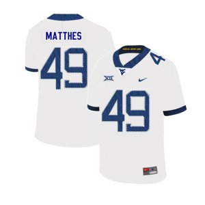 Men's West Virginia Mountaineers NCAA #49 Evan Matthes White Authentic Nike 2019 Stitched College Football Jersey HC15V15WF